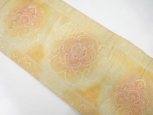 縞に華紋織り出し　袋帯